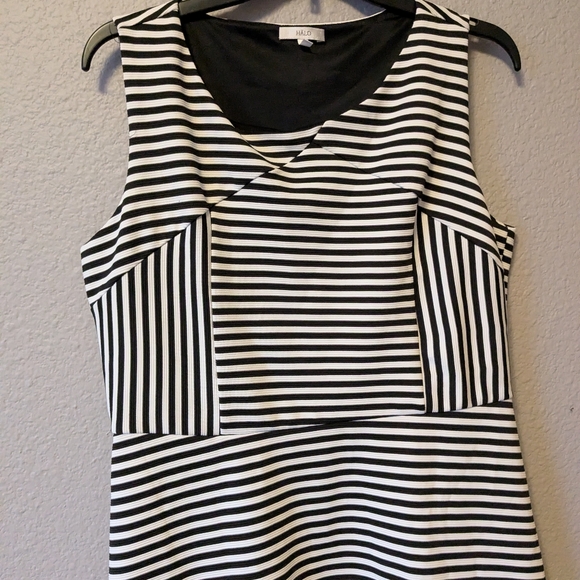 Halo Black and White Striped Mini Dress Sz. L - Picture 4 of 6